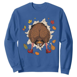 Funny Turkey Butt Thanksgiving Sweatshirt Silly Feast Party Gift