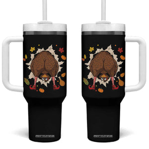 Funny Turkey Butt Thanksgiving Tumbler With Handle Silly Feast Party Gift