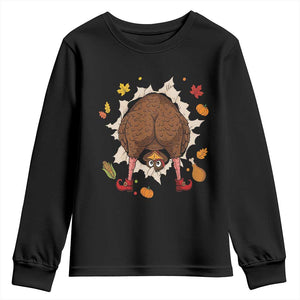 Funny Turkey Butt Thanksgiving Youth Sweatshirt Silly Feast Party Gift