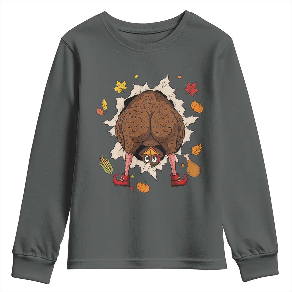 Funny Turkey Butt Thanksgiving Youth Sweatshirt Silly Feast Party Gift