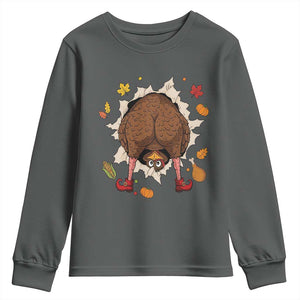 Funny Turkey Butt Thanksgiving Youth Sweatshirt Silly Feast Party Gift