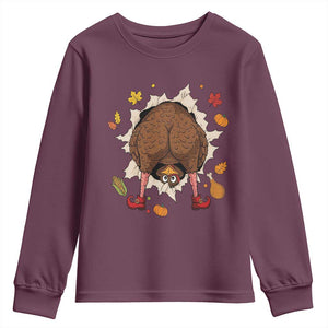 Funny Turkey Butt Thanksgiving Youth Sweatshirt Silly Feast Party Gift