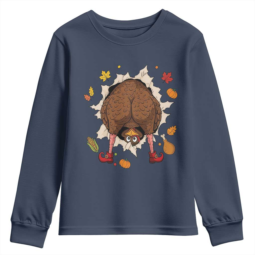 Funny Turkey Butt Thanksgiving Youth Sweatshirt Silly Feast Party Gift