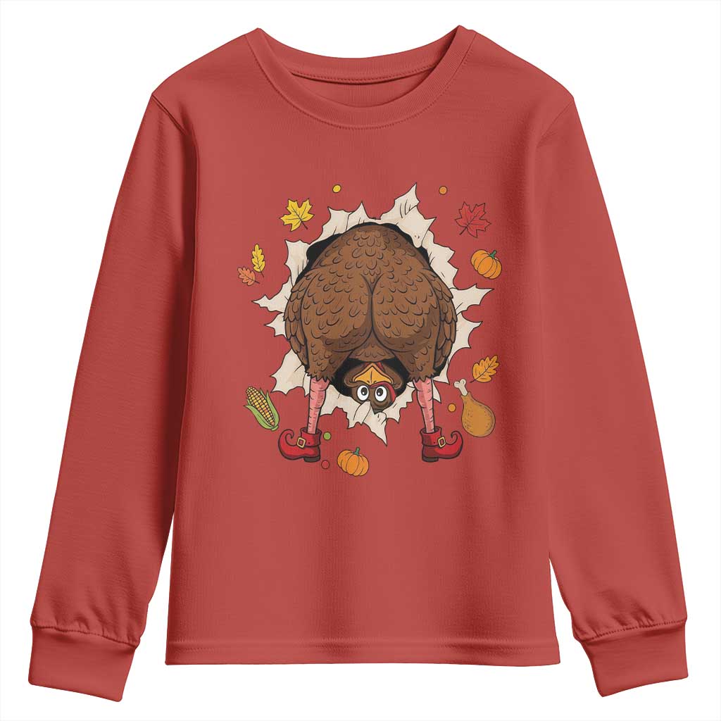 Funny Turkey Butt Thanksgiving Youth Sweatshirt Silly Feast Party Gift
