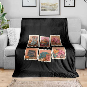 Boho Western Autumn Stamp Rodeo Cowgirl Throw Blanket Fall Howdy Pumpkin Gift