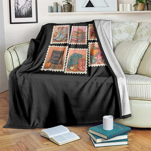 Boho Western Autumn Stamp Rodeo Cowgirl Throw Blanket Fall Howdy Pumpkin Gift