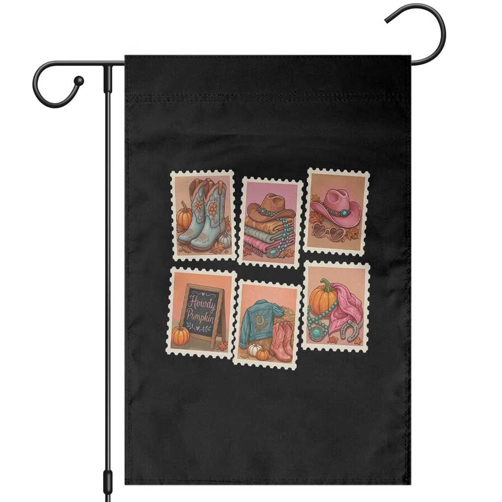 Boho Western Autumn Stamp Rodeo Cowgirl Garden Flag Fall Howdy Pumpkin Gift