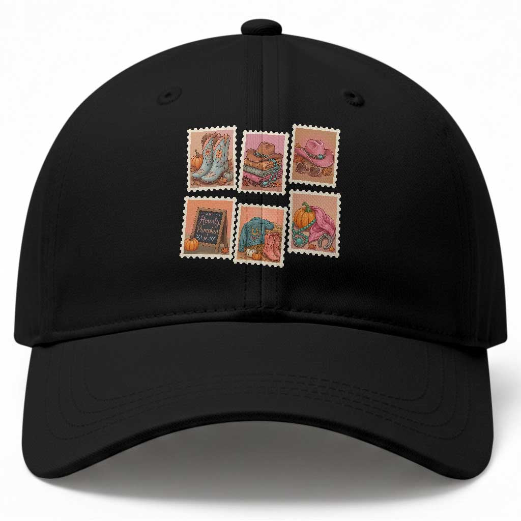Boho Western Autumn Stamp Rodeo Cowgirl Baseball Cap Fall Howdy Pumpkin Gift