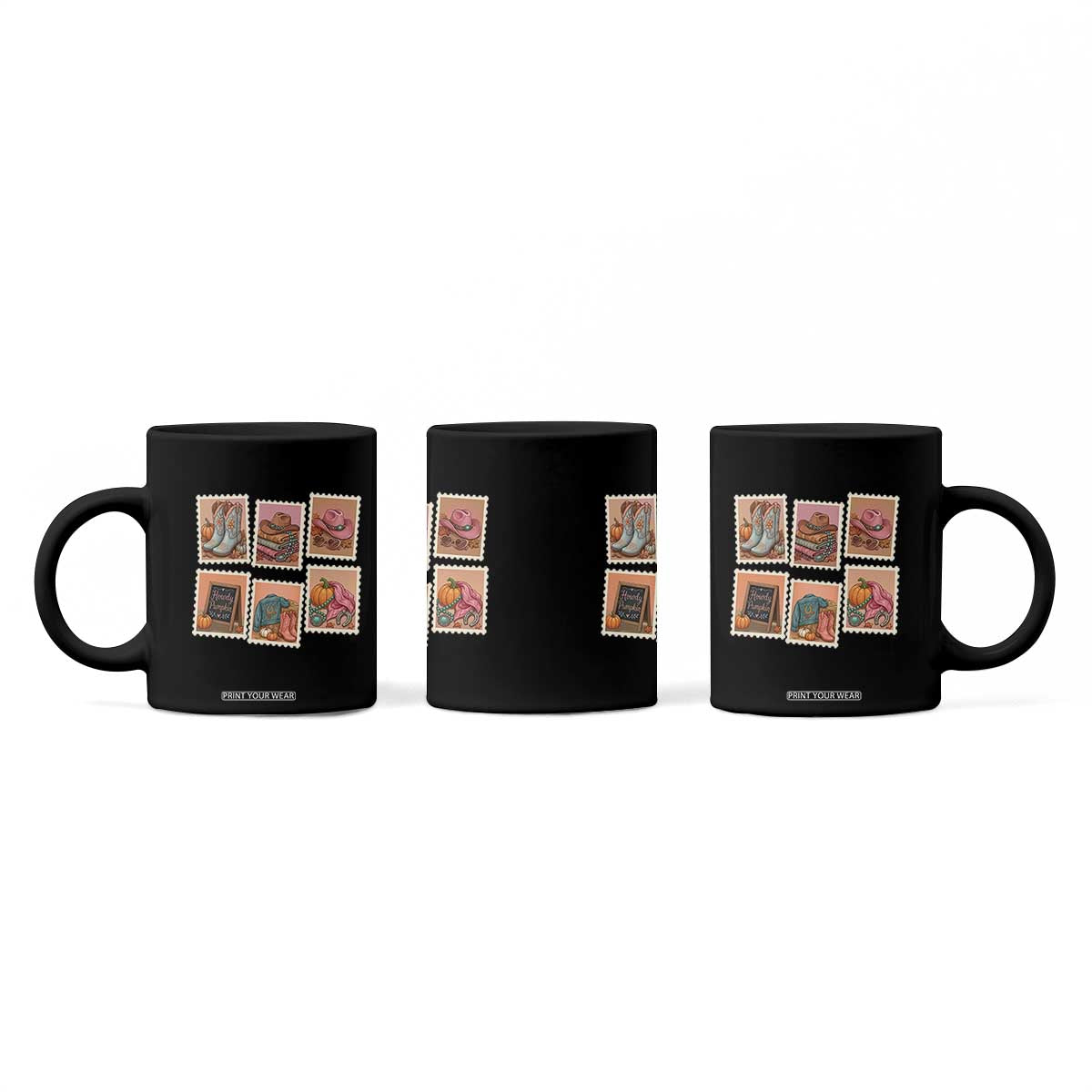 Boho Western Autumn Stamp Rodeo Cowgirl Coffee Mug Fall Howdy Pumpkin Gift