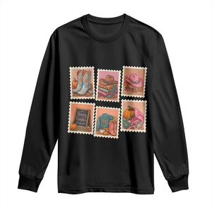Boho Western Autumn Stamp Rodeo Cowgirl Long Sleeve Shirt Fall Howdy Pumpkin Gift