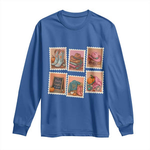 Boho Western Autumn Stamp Rodeo Cowgirl Long Sleeve Shirt Fall Howdy Pumpkin Gift