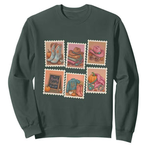 Boho Western Autumn Stamp Rodeo Cowgirl Sweatshirt Fall Howdy Pumpkin Gift