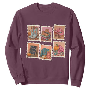 Boho Western Autumn Stamp Rodeo Cowgirl Sweatshirt Fall Howdy Pumpkin Gift