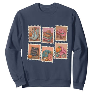 Boho Western Autumn Stamp Rodeo Cowgirl Sweatshirt Fall Howdy Pumpkin Gift