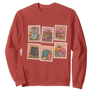 Boho Western Autumn Stamp Rodeo Cowgirl Sweatshirt Fall Howdy Pumpkin Gift