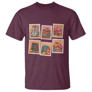 Boho Western Autumn Stamp Rodeo Cowgirl T Shirt Fall Howdy Pumpkin Gift
