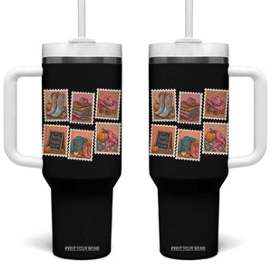 Boho Western Autumn Stamp Rodeo Cowgirl Tumbler With Handle Fall Howdy Pumpkin Gift