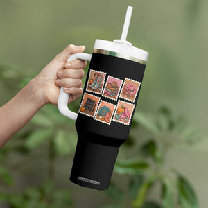 Boho Western Autumn Stamp Rodeo Cowgirl Tumbler With Handle Fall Howdy Pumpkin Gift
