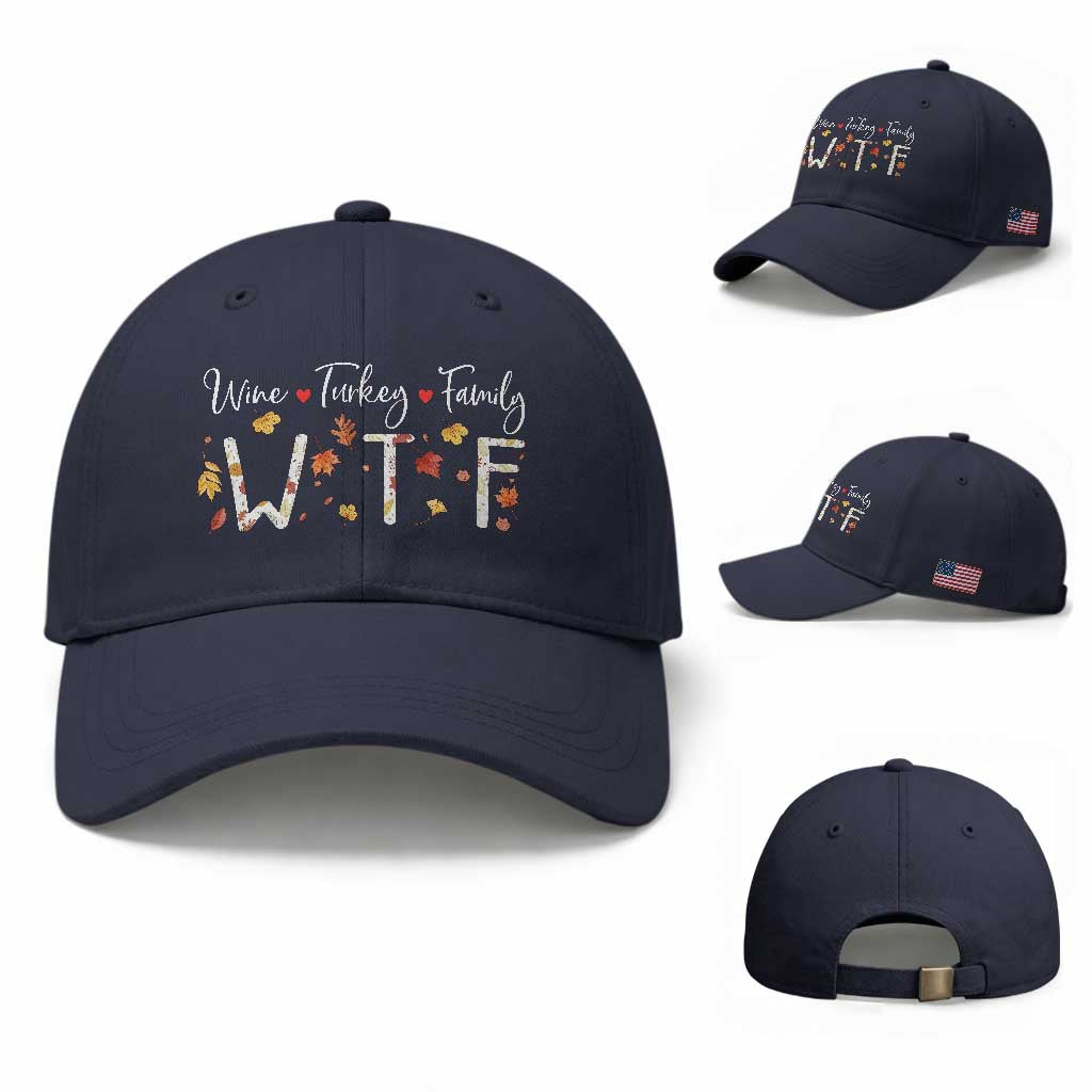 Funny WTF Wine Turkey Family Baseball Cap Thanksgiving Gift