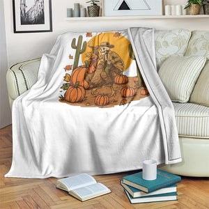 Funny Thanksgiving Rodeo Cowboy Gift Throw Blanket Western Skeleton Riding Turkey