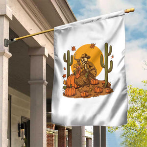Funny Thanksgiving Rodeo Cowboy Gift Garden Flag Western Skeleton Riding Turkey