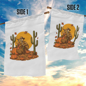 Funny Thanksgiving Rodeo Cowboy Gift Garden Flag Western Skeleton Riding Turkey
