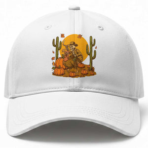 Funny Thanksgiving Rodeo Cowboy Gift Baseball Cap Western Skeleton Riding Turkey