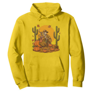 Funny Thanksgiving Rodeo Cowboy Gift Hoodie Western Skeleton Riding Turkey