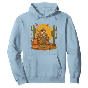 Funny Thanksgiving Rodeo Cowboy Gift Hoodie Western Skeleton Riding Turkey