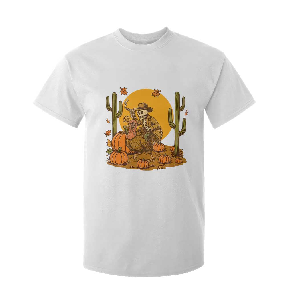 Funny Thanksgiving Rodeo Cowboy Gift T Shirt For Kid Western Skeleton Riding Turkey
