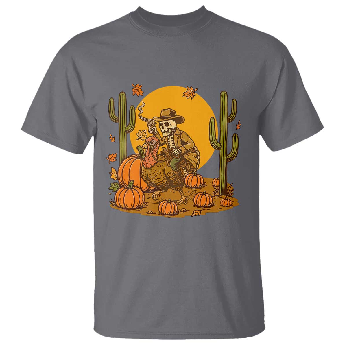 Funny Thanksgiving Rodeo Cowboy Gift T Shirt Western Skeleton Riding Turkey