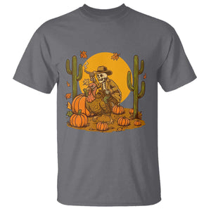 Funny Thanksgiving Rodeo Cowboy Gift T Shirt Western Skeleton Riding Turkey