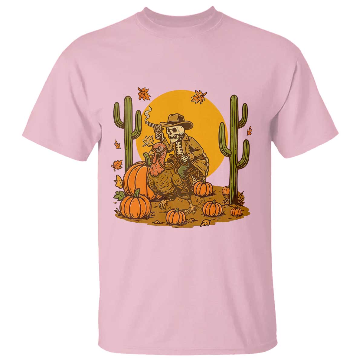 Funny Thanksgiving Rodeo Cowboy Gift T Shirt Western Skeleton Riding Turkey