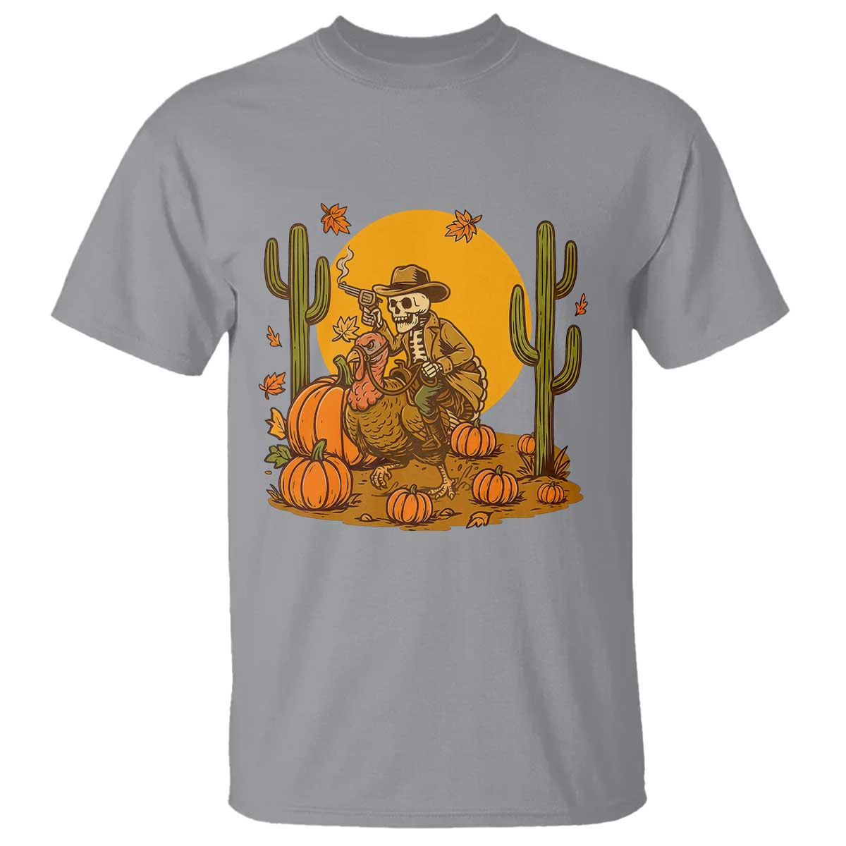 Funny Thanksgiving Rodeo Cowboy Gift T Shirt Western Skeleton Riding Turkey