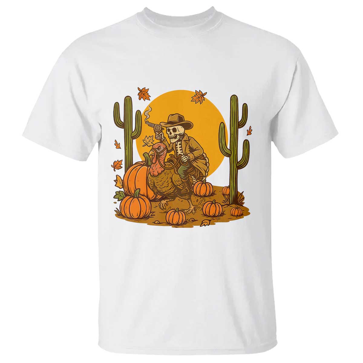Funny Thanksgiving Rodeo Cowboy Gift T Shirt Western Skeleton Riding Turkey