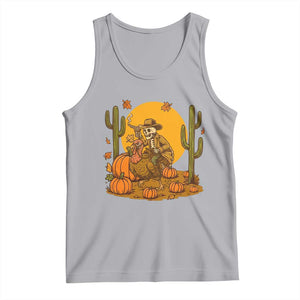 Funny Thanksgiving Rodeo Cowboy Gift Tank Top Western Skeleton Riding Turkey