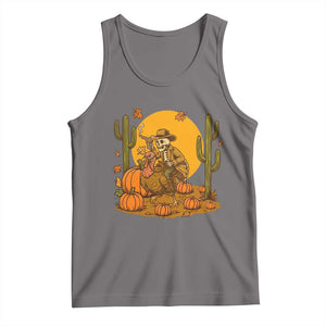 Funny Thanksgiving Rodeo Cowboy Gift Tank Top Western Skeleton Riding Turkey