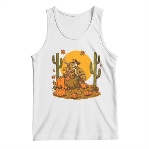 Funny Thanksgiving Rodeo Cowboy Gift Tank Top Western Skeleton Riding Turkey