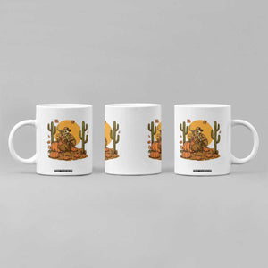 Funny Thanksgiving Rodeo Cowboy Gift Coffee Mug Western Skeleton Riding Turkey