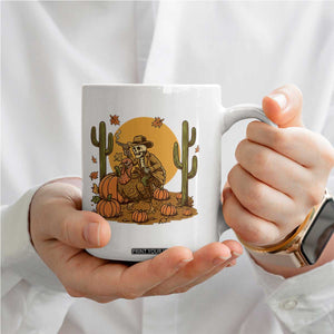 Funny Thanksgiving Rodeo Cowboy Gift Coffee Mug Western Skeleton Riding Turkey