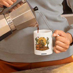Funny Thanksgiving Rodeo Cowboy Gift Coffee Mug Western Skeleton Riding Turkey