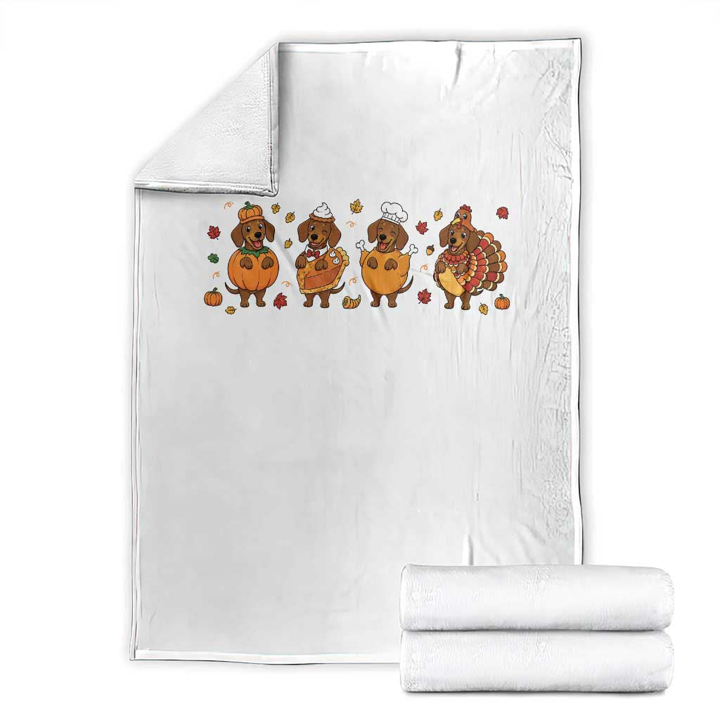 Dachshund Thanksgiving Holiday Gift Throw Blanket Cute Turkey Wiener Dog