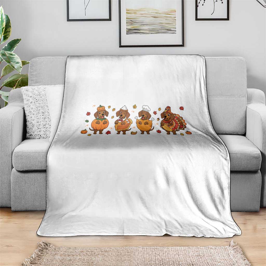 Dachshund Thanksgiving Holiday Gift Throw Blanket Cute Turkey Wiener Dog
