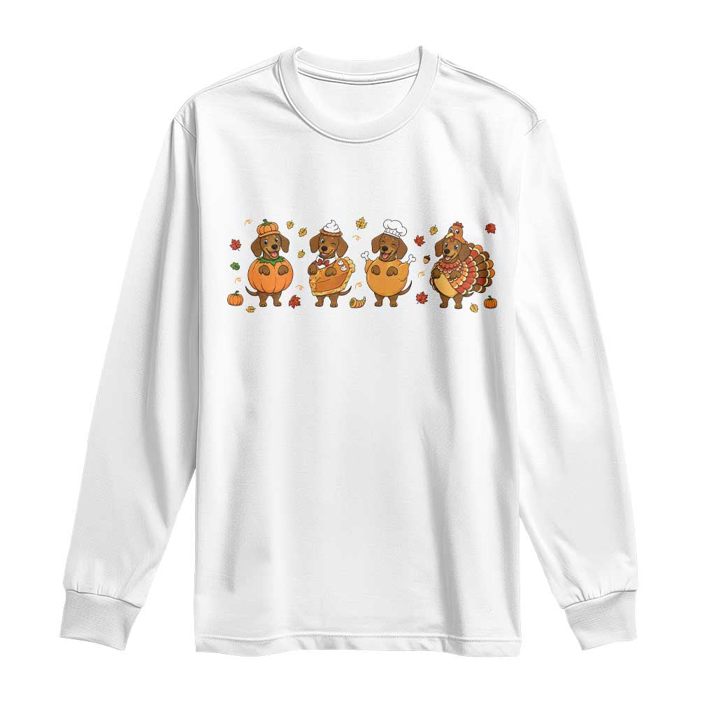 Dachshund Thanksgiving Holiday Gift Long Sleeve Shirt Cute Turkey Wiener Dog