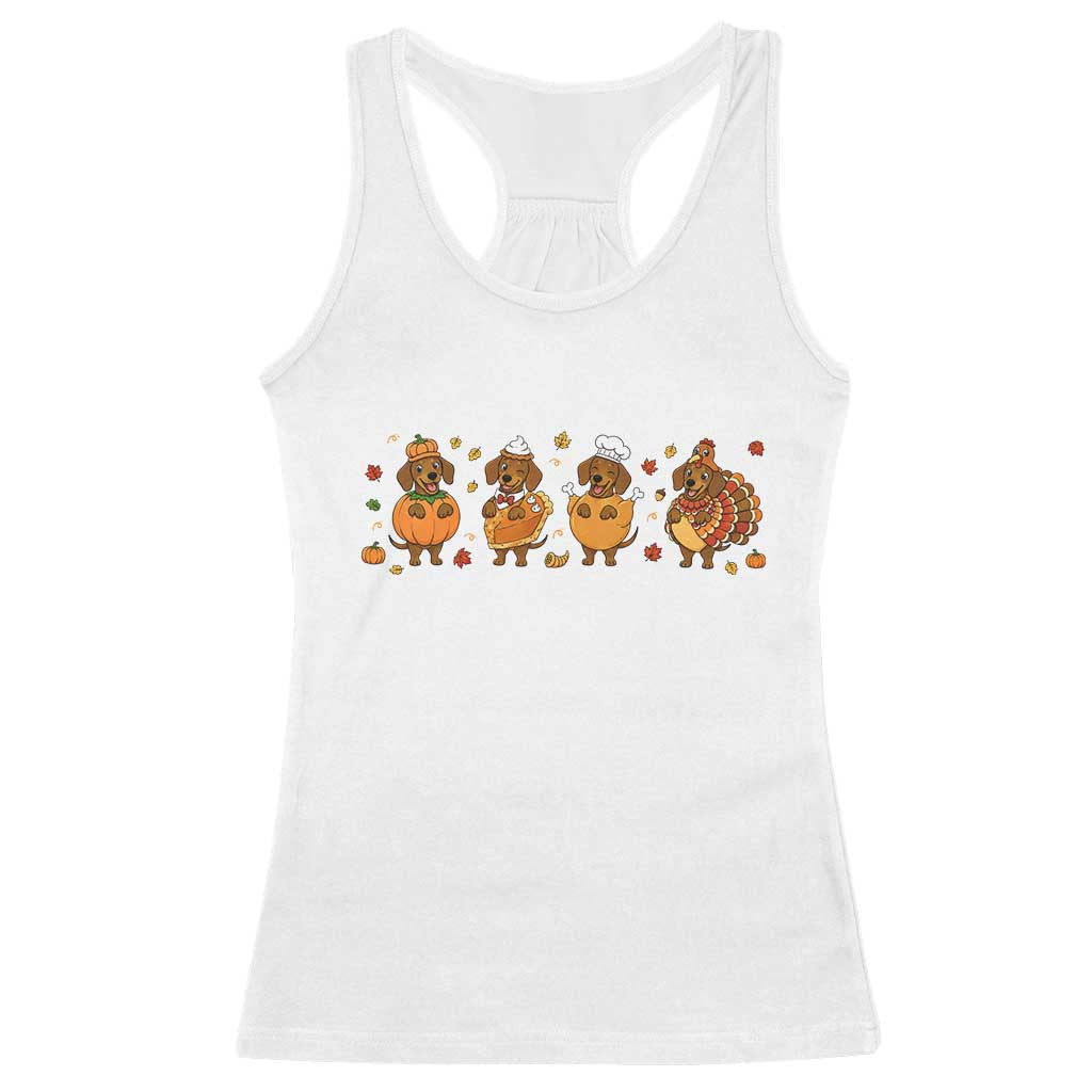 Dachshund Thanksgiving Holiday Gift Racerback Tank Top Cute Turkey Wiener Dog