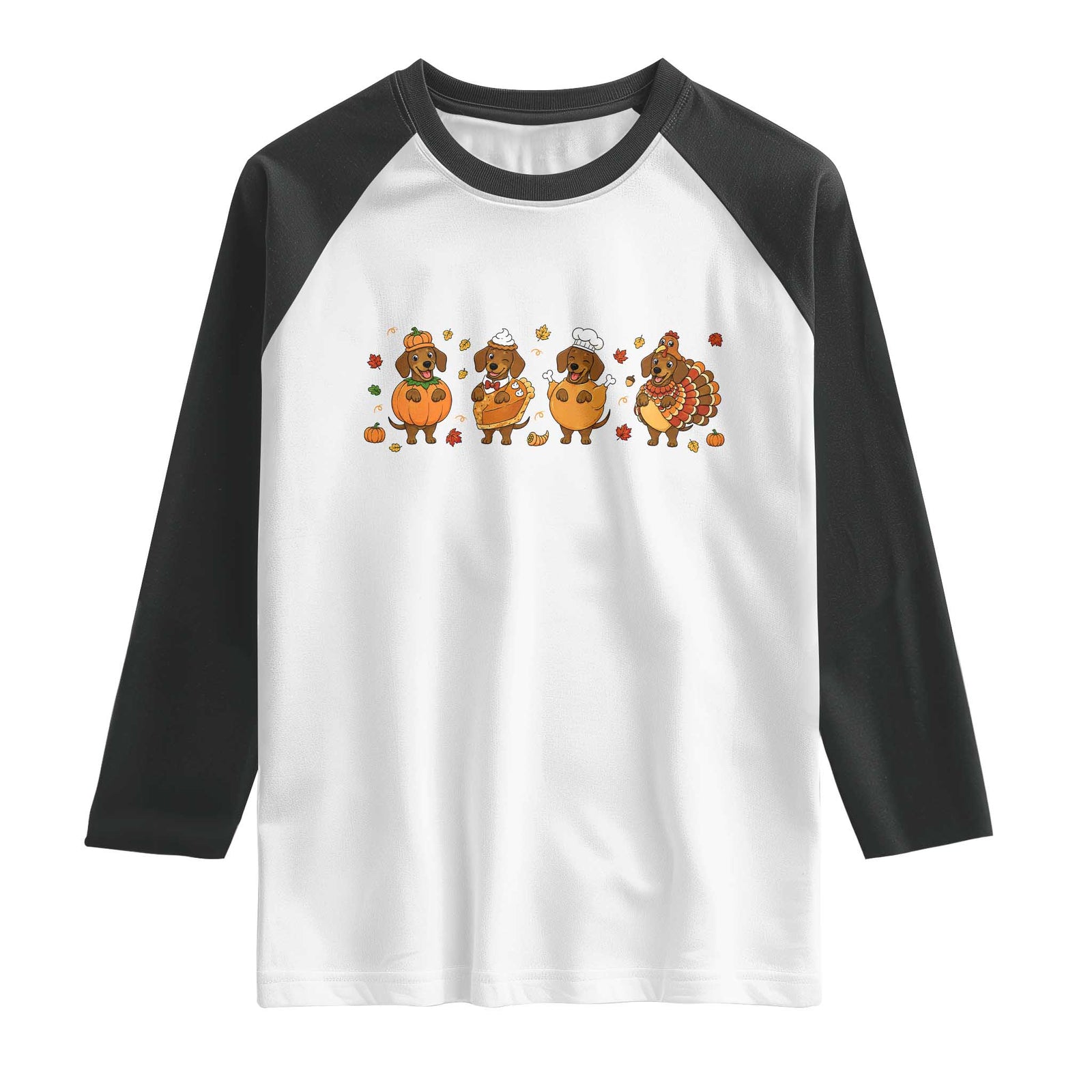 Dachshund Thanksgiving Holiday Gift Raglan Shirt Cute Turkey Wiener Dog