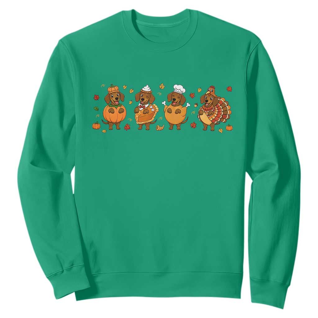Dachshund Thanksgiving Holiday Gift Sweatshirt Cute Turkey Wiener Dog