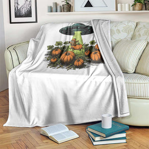 Funny Alien Halloween Pet Lover Gift Throw Blanket UFO Abduction Pumpkin Dachshund Dog