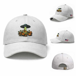 Funny Alien Halloween Pet Lover Gift Baseball Cap UFO Abduction Pumpkin Dachshund Dog