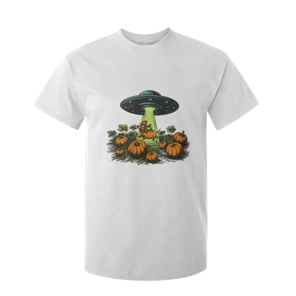 Funny Alien Halloween Pet Lover Gift T Shirt For Kid UFO Abduction Pumpkin Dachshund Dog